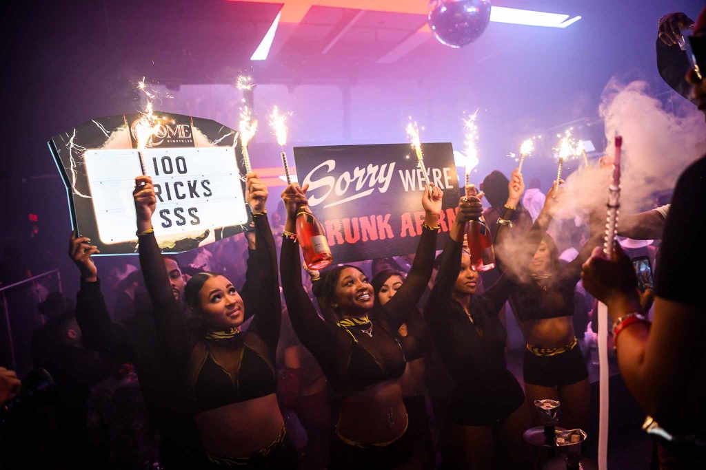 Dome sparkler train bottle service